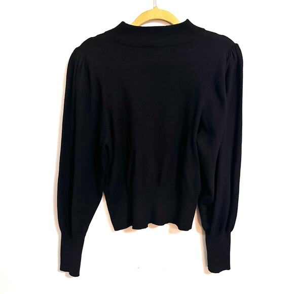 Express Mockneck Pullover Balloon Sleeve Sweater Black Womens Large - Picture 2 of 4